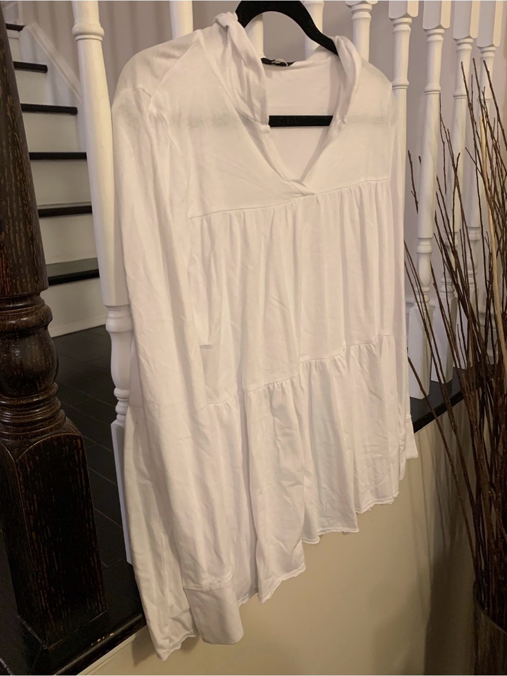 Final Touch White Hooded Tiered Tunic